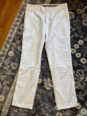 Bonobos White Chinos with Light Blue Grid